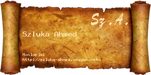 Szluka Ahmed névjegykártya